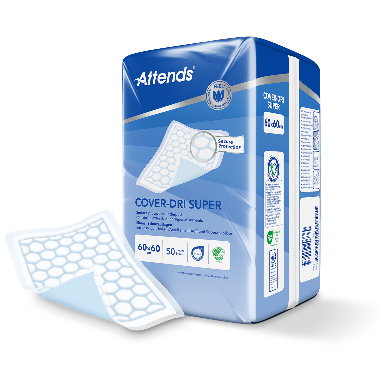 Hygienunderlägg Attends Cover-Dri Super 60 x 60cm / 50