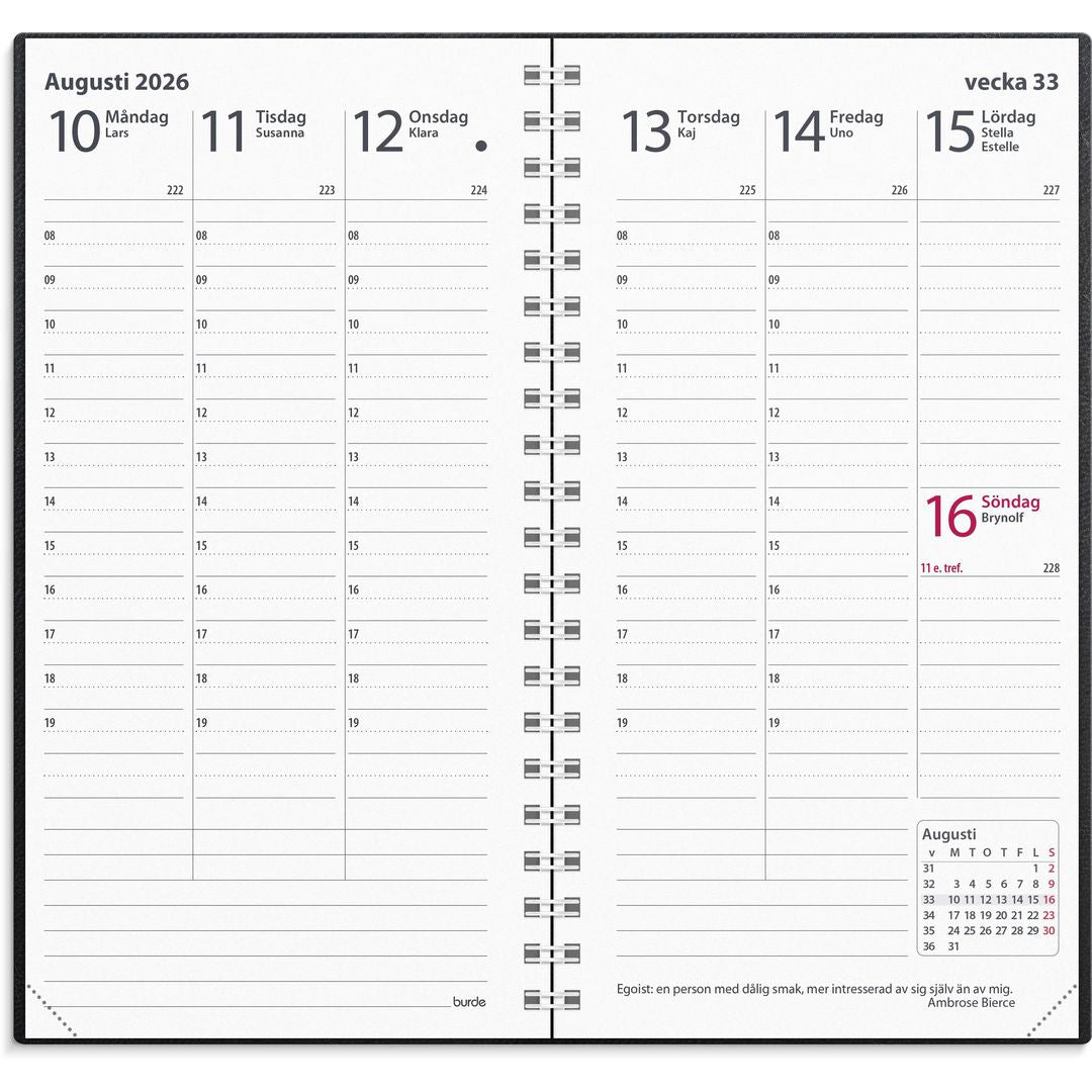 Fickkalender Interplano Svart konstläder