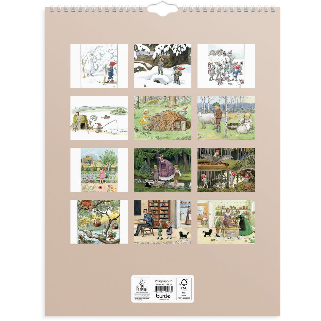 Väggkalender Elsa Beskow 2026