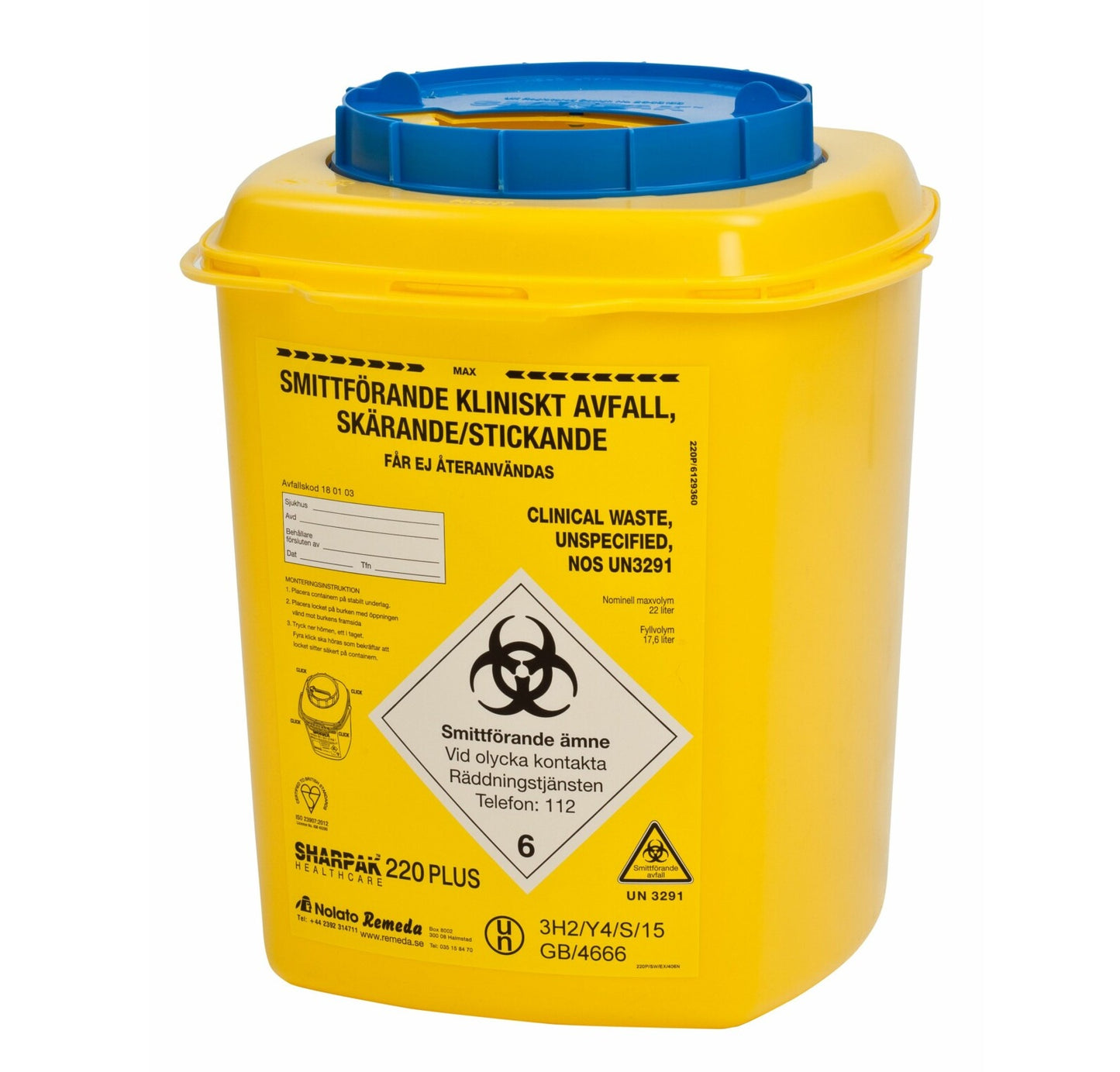 Riskavfallsburk Sharpak 220 Plus 22L