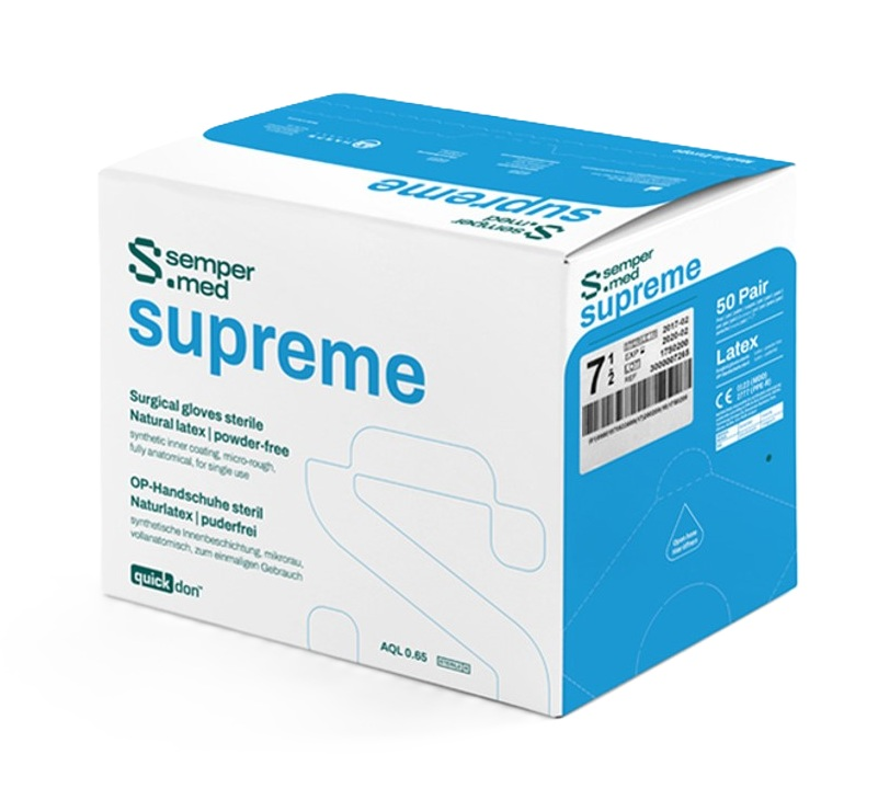 Kirurgisk hanske Sempermed Supreme PF Latex Størrelse 6,5 / 50