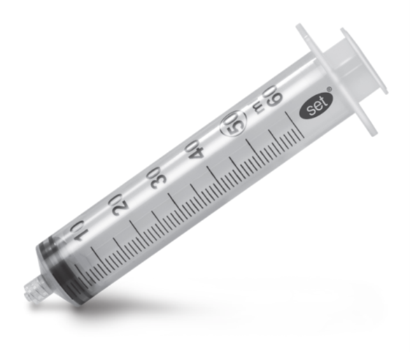 Spruta 3-komp Bluebird Set Luer-Lock/Centrerad 50ml / 60