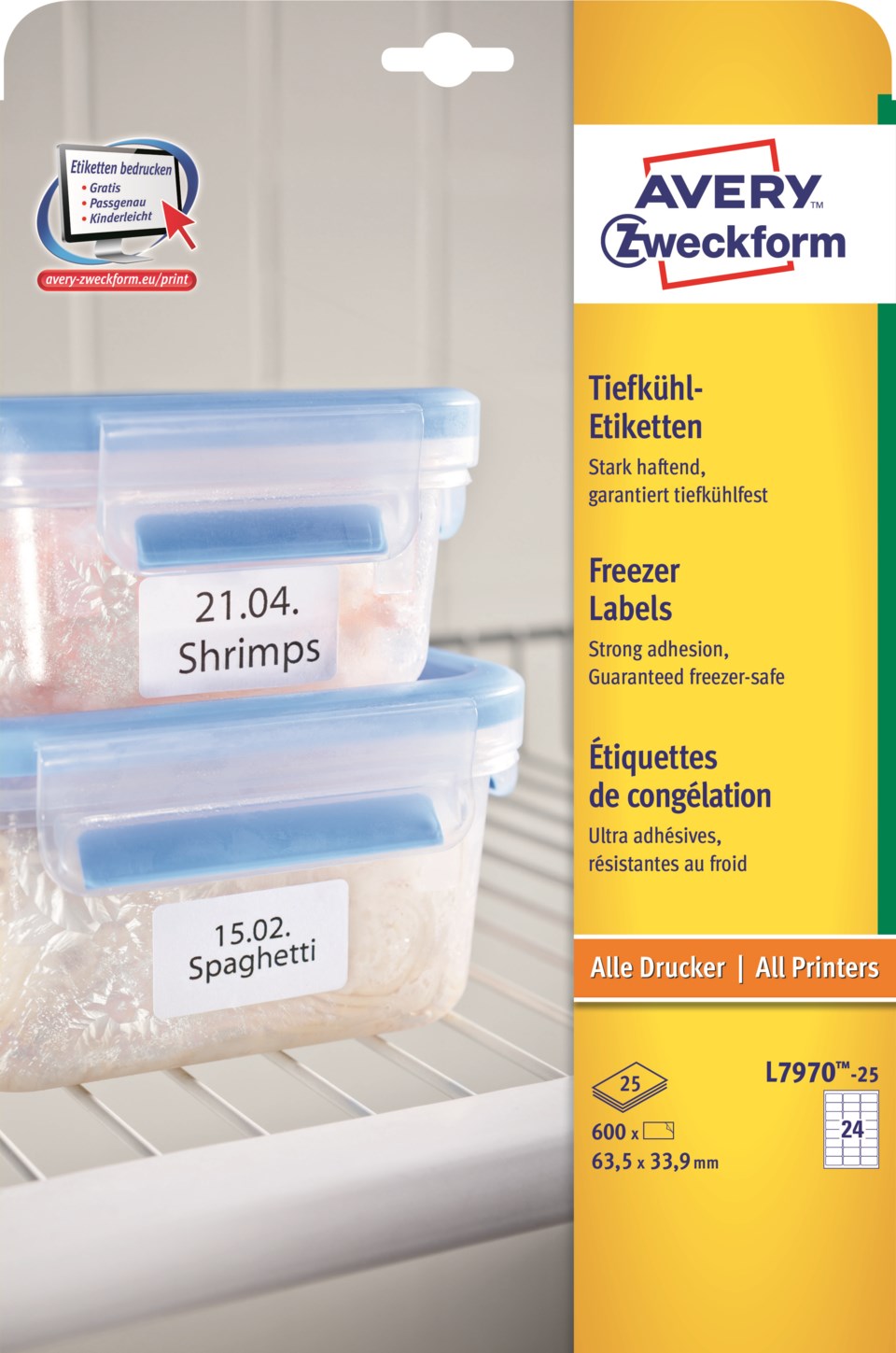 Etikett Avery Permanent Adress Vit 63,5 x 33,9mm / 600