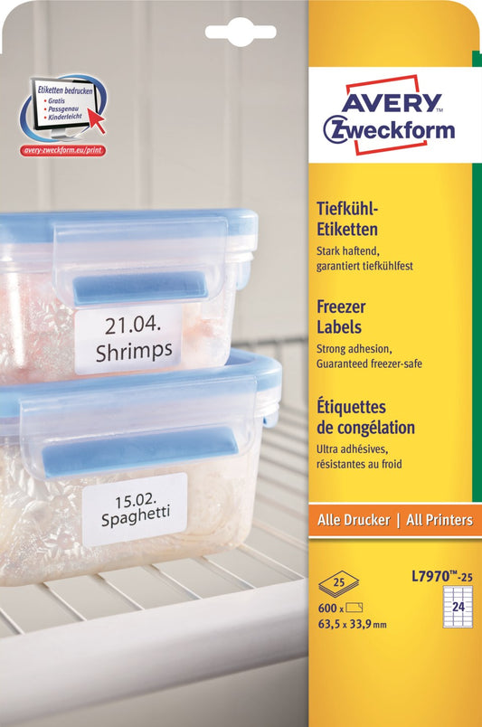 Etikett Avery Permanent Adress Vit 63,5 x 33,9mm / 600