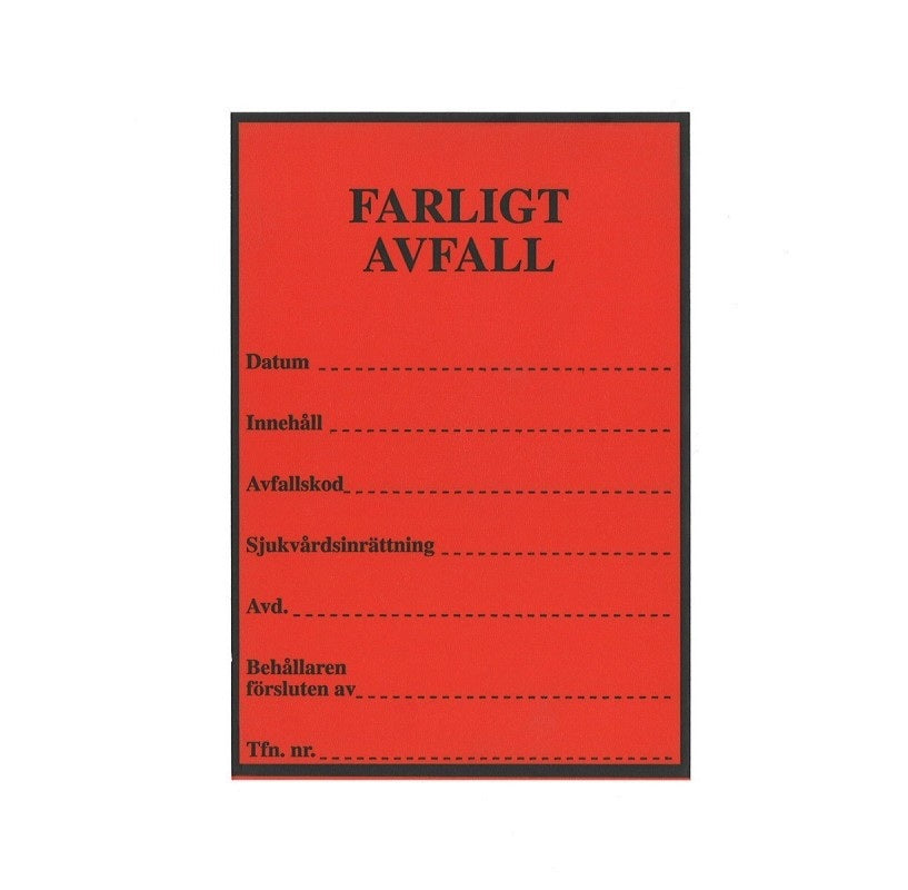 Etikett Farligt avfall 105 x 150mm / 100