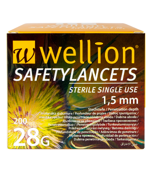 Blodlansett Säkerhet Wellion 28G 1,5mm 10uL / 200