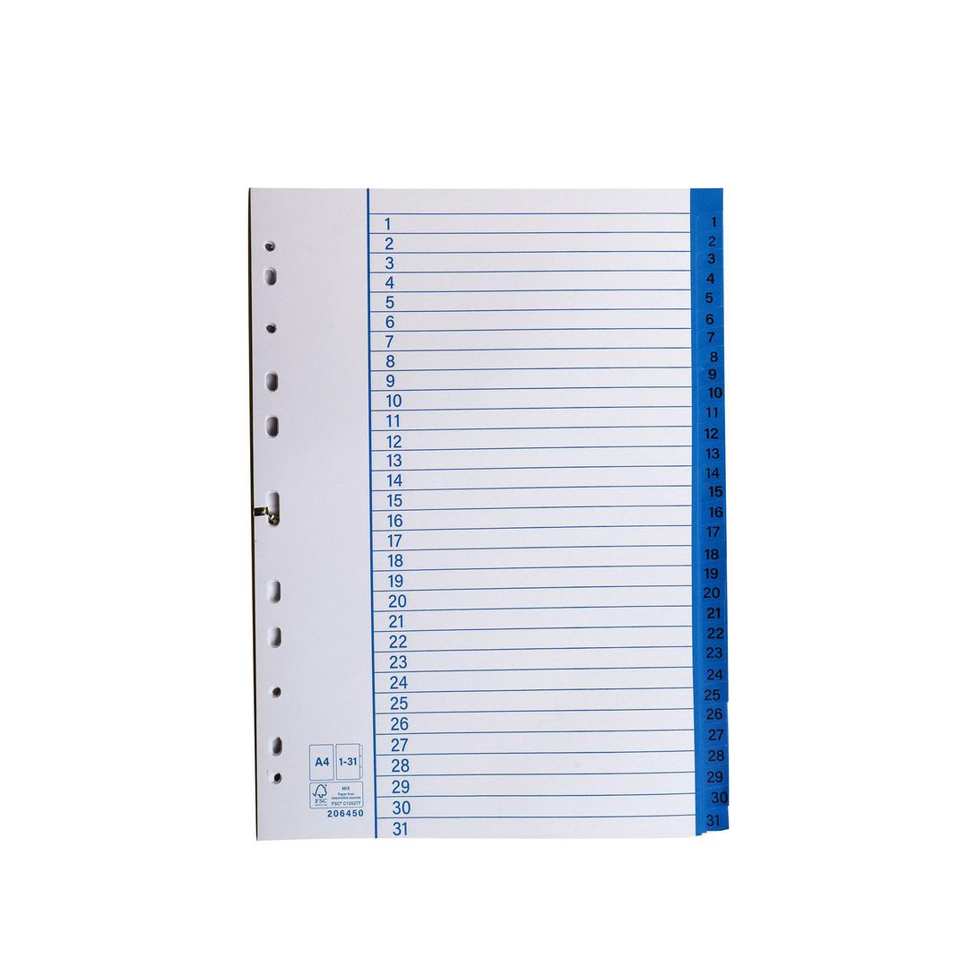 Pappersregister A4 1-31 Vit / 10