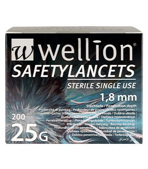 Blodlansett Säkerhet Wellion 25G 1,8mm 30-40uL / 200