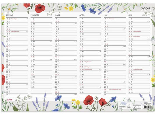 Almanacka Burde 5070 Väggblad Blomster 2026
