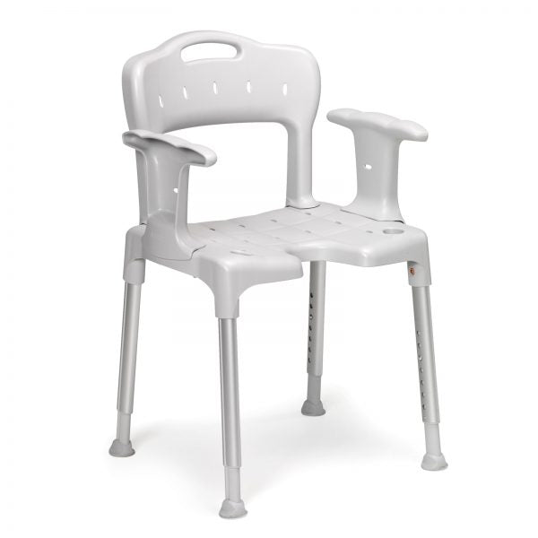 Duschstol Etac Swift med arm och ryggstöd grå