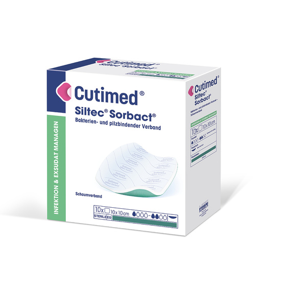 Cutimed Siltec Sorbact Foam Dressing 10 x 10cm / 10