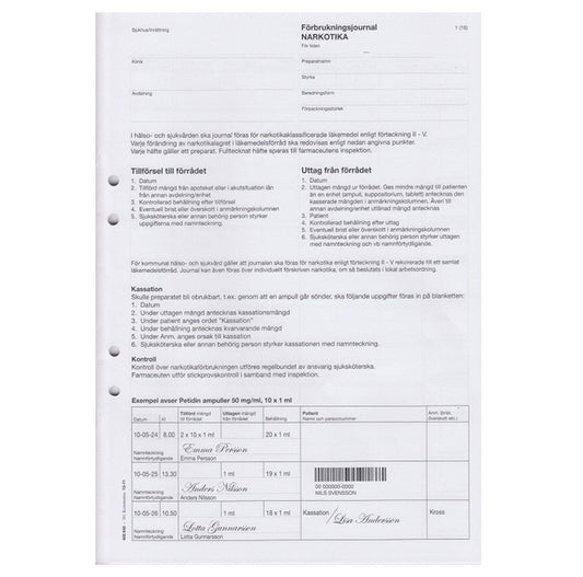 Förbrukningsjournal Narkotika A4 16sidor