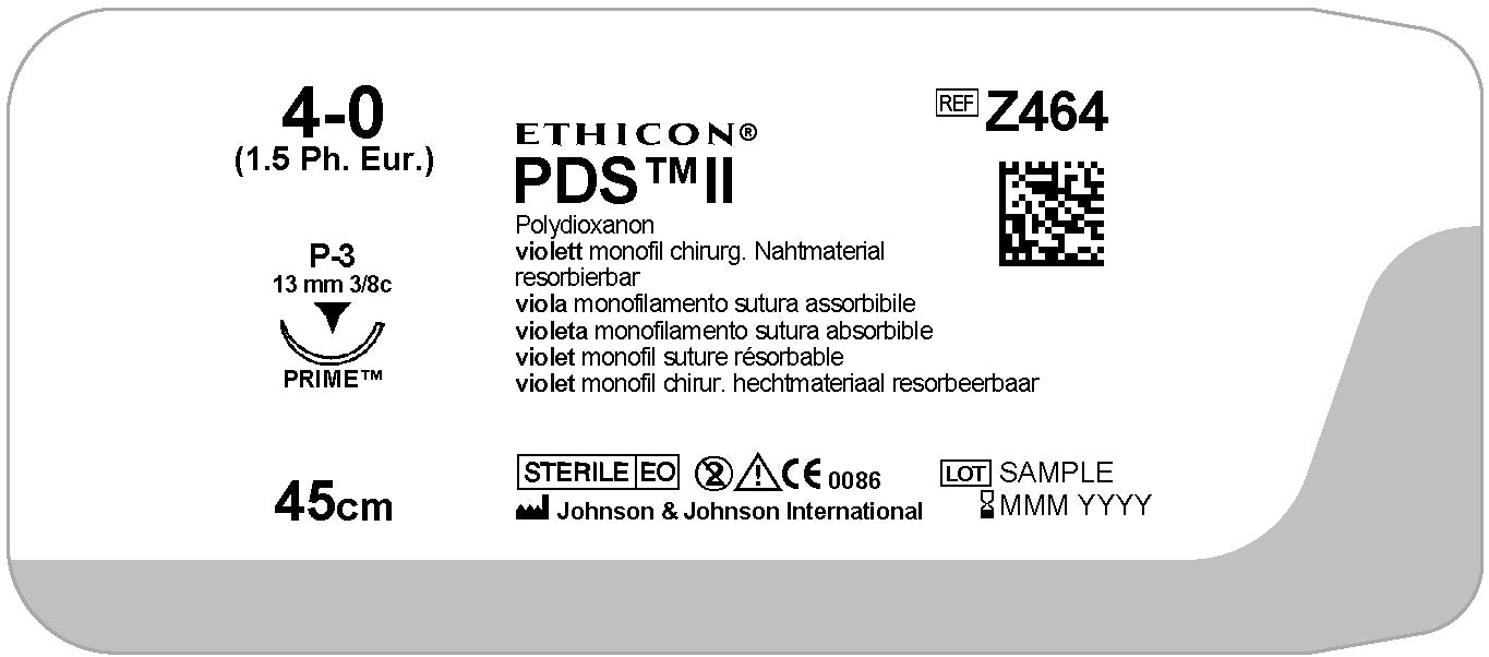 PDS II Sutur 4-0 P-3 45cm Lila / 36