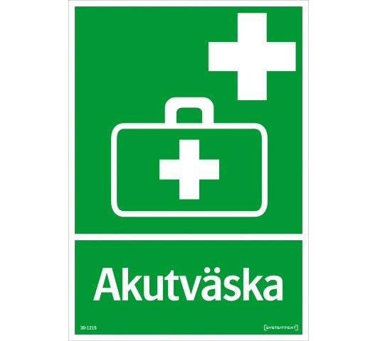 Första Hjälpen-Skylt Akutväska 148 x 210mm