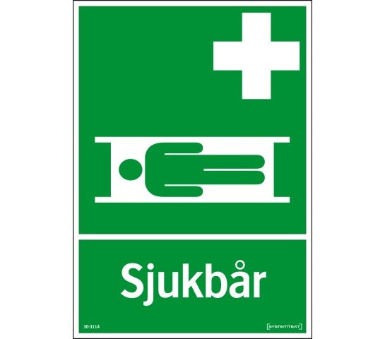 Första Hjälpen-skylt Bår 210 x 297mm