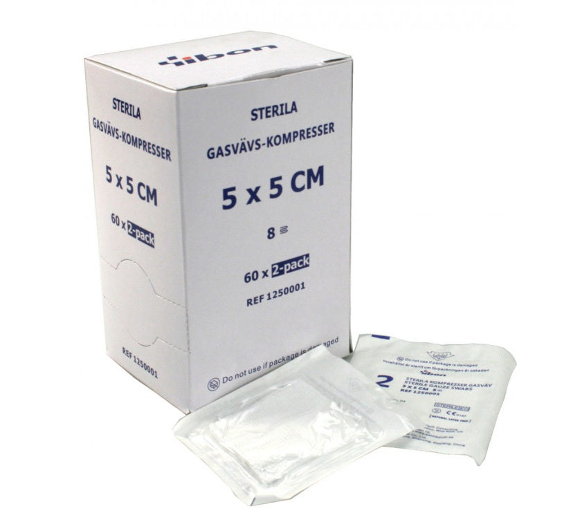 Kompress Gasväv Steril 2-pack 5 x 5cm 8-Lag / 120