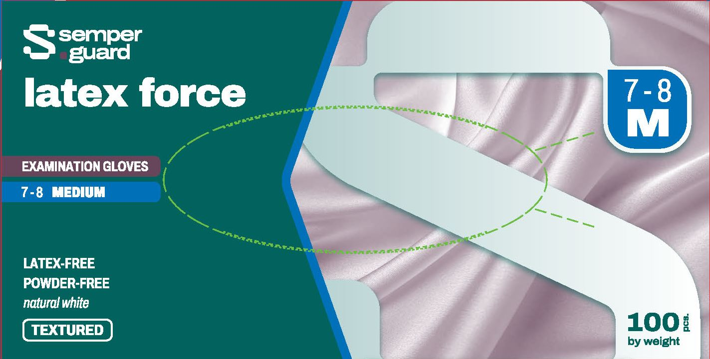 Latexhandske Semperguard Latex Force Vit M / 100