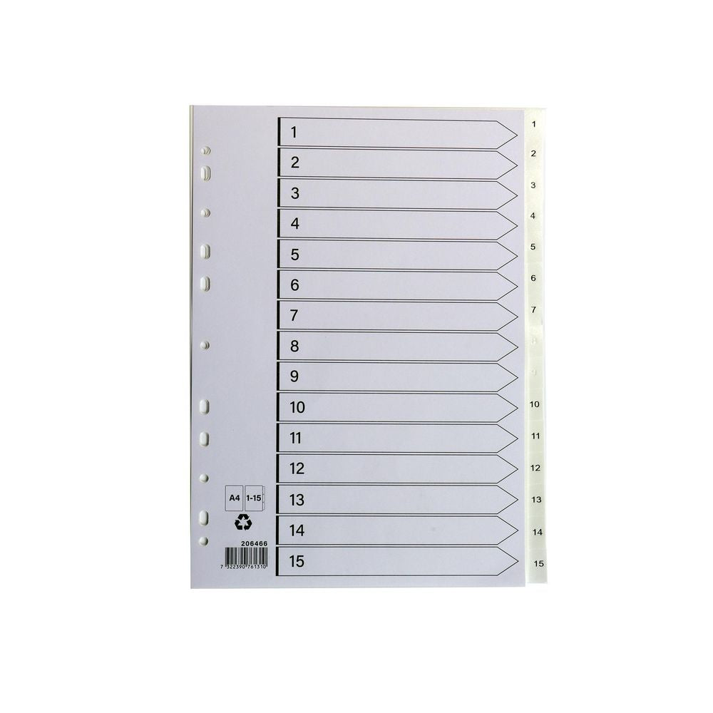 Plastregister A4 1-15 Vit