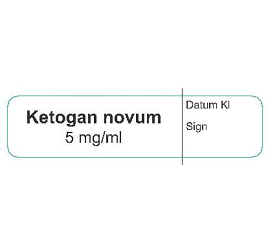 Etikett Ketogan Novum 5mg/ml 12 x 50mm / 500