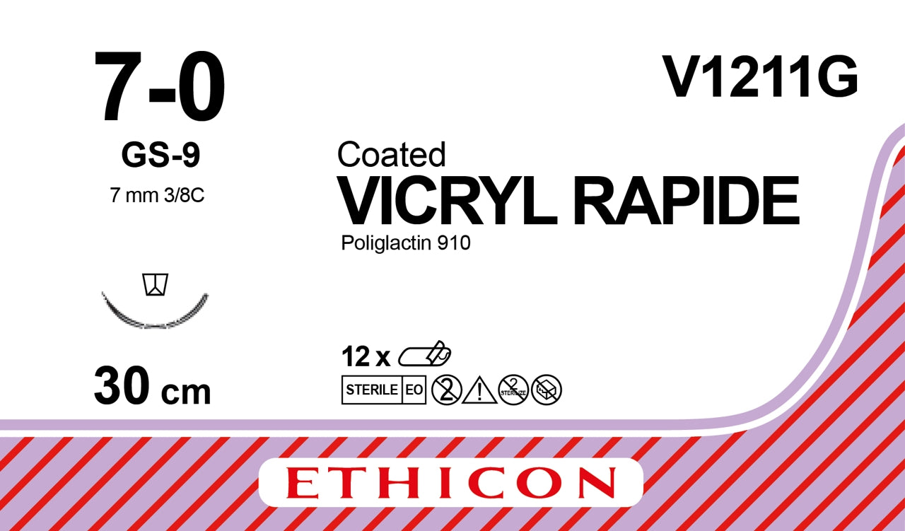 Vicryl Rapide Sutur 7-0 GS-9 30cm Lila / 36
