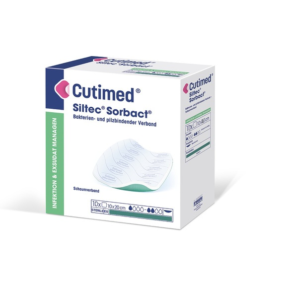 Cutimed Siltec Sorbact Foam Dressing 10 x 20cm / 10