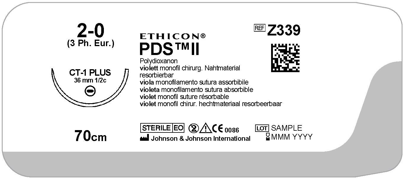 PDS II Sutur 2-0 CT-1 70cm Lila / 36