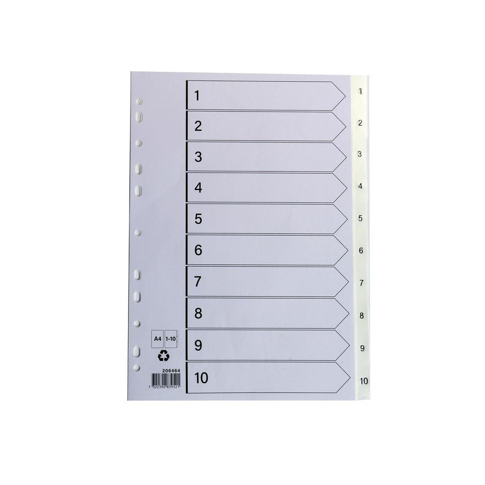 Plastregister A4 1-10 Vit