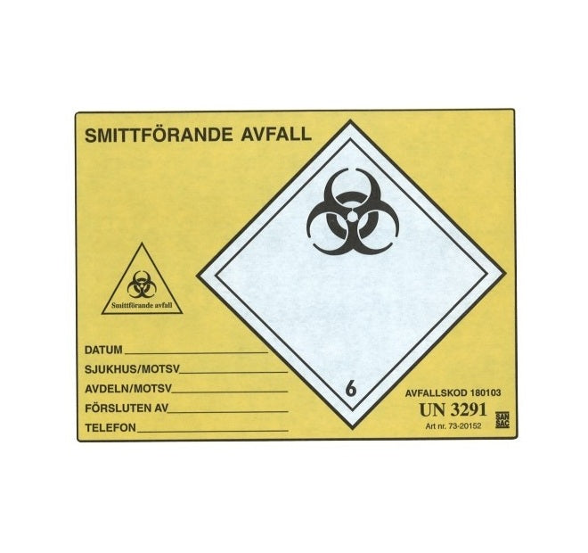 Etikett Smittförande avfall 150 x 200mm / 100