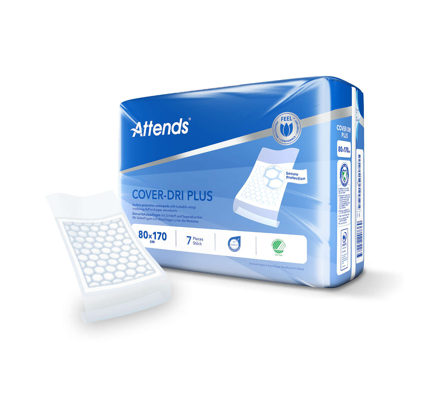 Hygienunderlägg Attends Cover-Dri Plus 80 x 170cm / 7