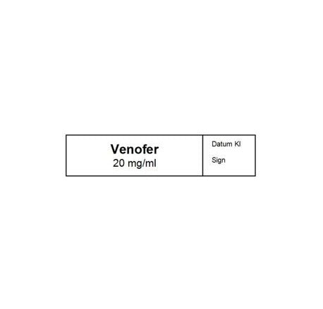 Etikett Venofer 20mg/ml 12 x 50mm / 500