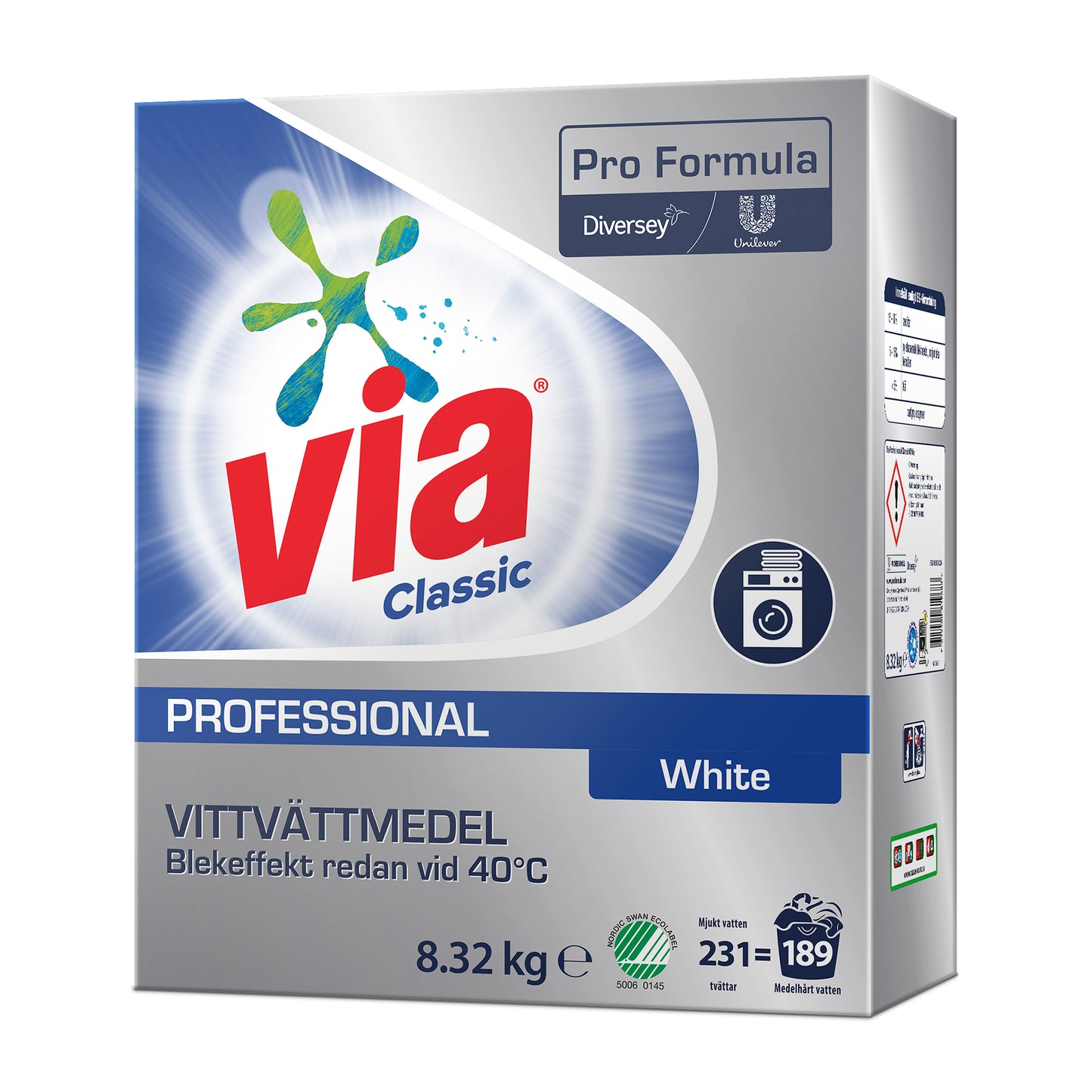 Tvättmedel Via Professional White Vittvätt 8,32kg