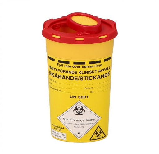 Riskavfallsburk Multi-Safe Sani med Etikett 0,2L