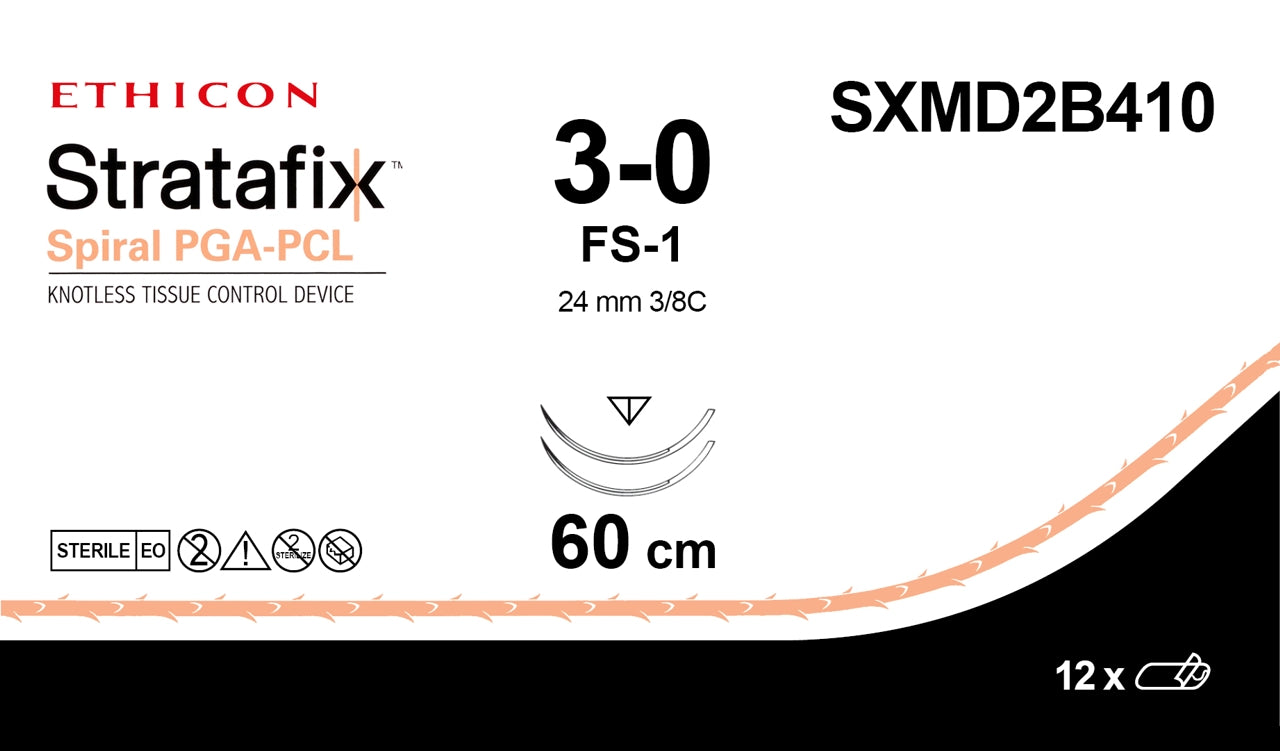 Stratafix Spiral Monocryl Plus 3-0 2XPS-1 MP 60cm Ofärgad / 12