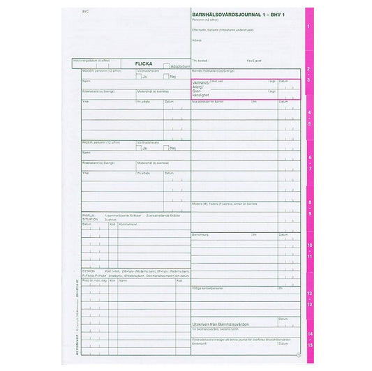 BVC Journal 1 Flicka 16 sidor utan plastficka