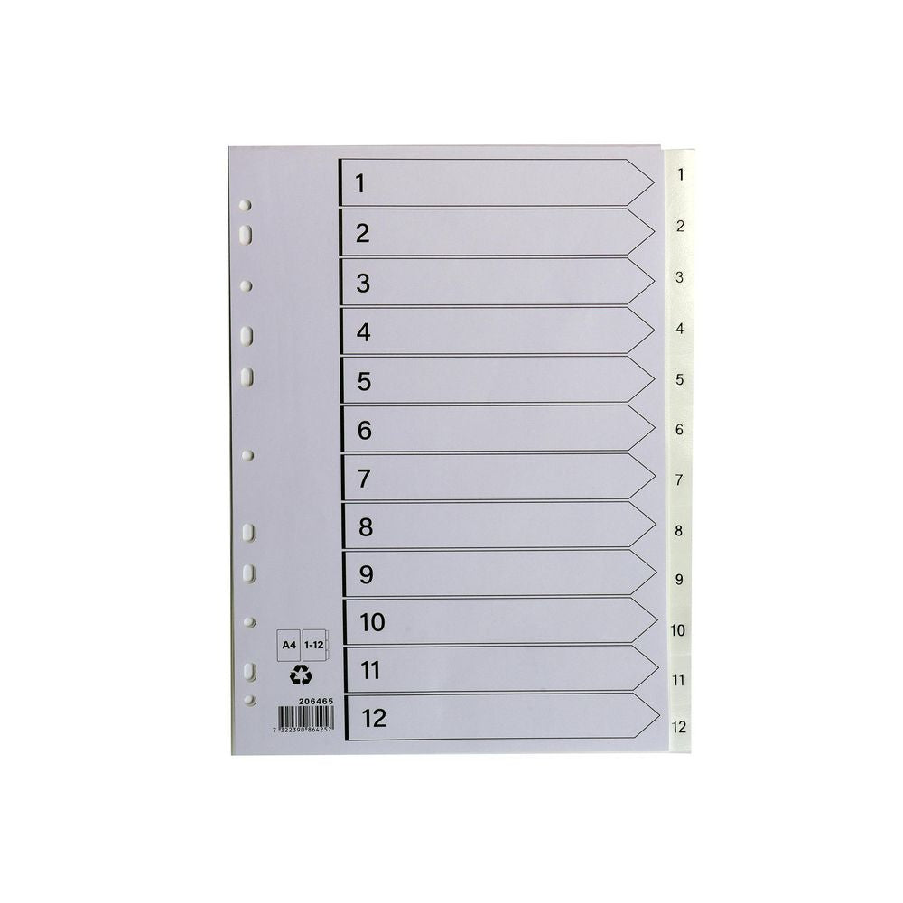 Plastregister A4 1-12 Vit