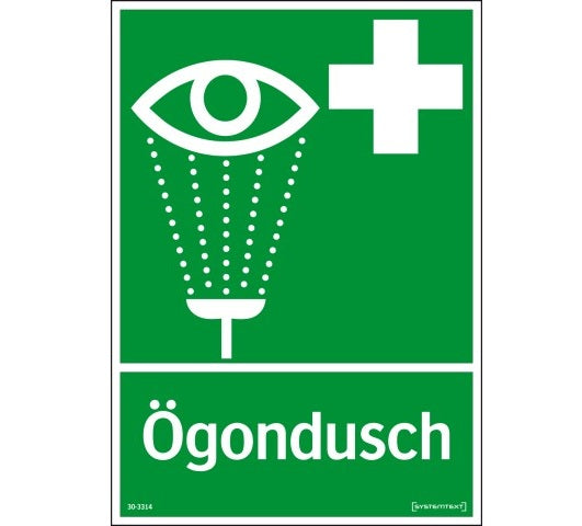 Första Hjälpen-skylt Ögondusch 210 x 297mm