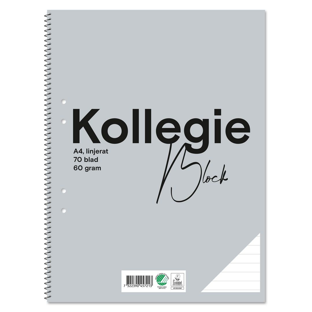 Kollegieblock A4 Linjerat 70 blad 60g