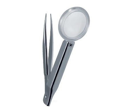 Pincett för spetor med förstoringsglas 8cm