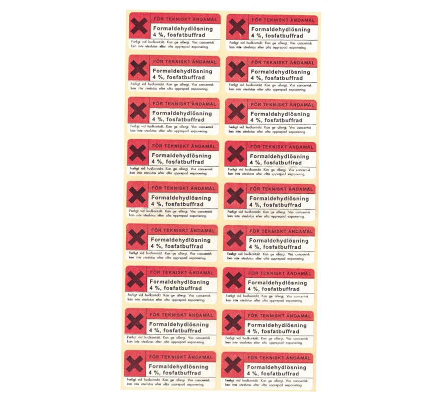 Etikett Formaldehydlösning / 1800
