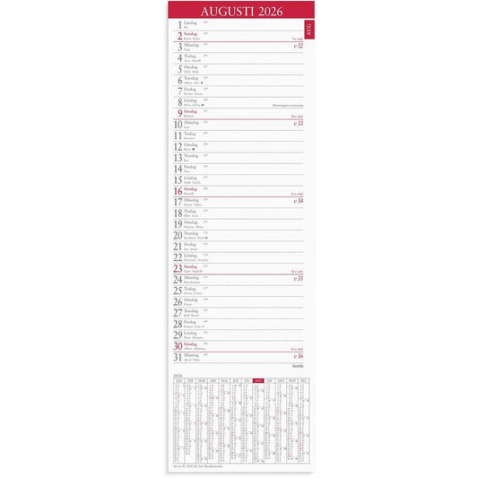 Bordskalender 1560 för instoppning i skrivbordsunderlägg 2026