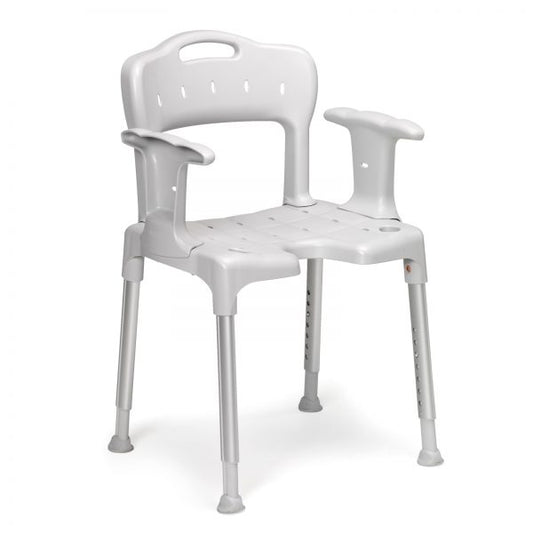 Duschstol Etac Swift med arm och ryggstöd grå