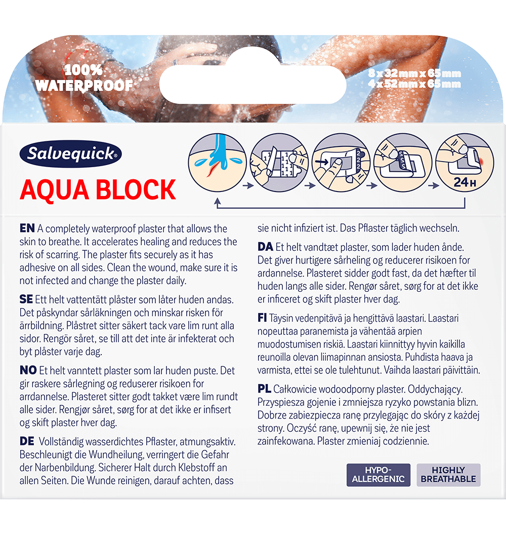 Plåster Salvequick Aqua Block / 12