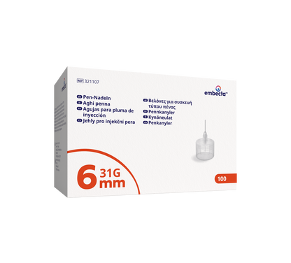 Embecta Pennkanyler 6mm 0,25mm (31G) / 100