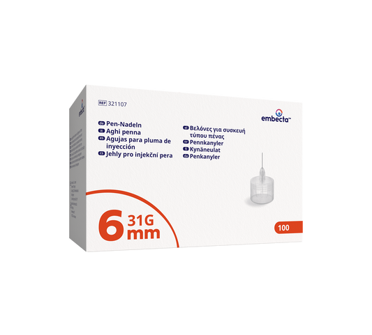 Embecta Pennkanyler 6mm 0,25mm (31G) / 100