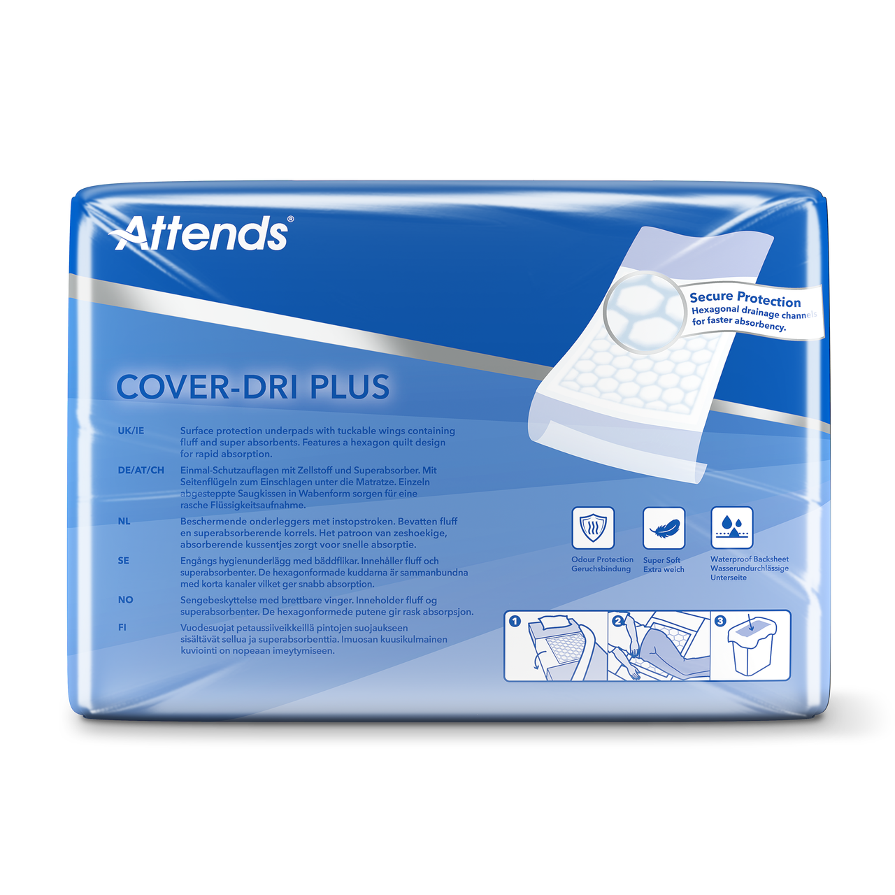 Hygienunderlägg Attends Cover-Dri Plus 80 x 170cm / 7