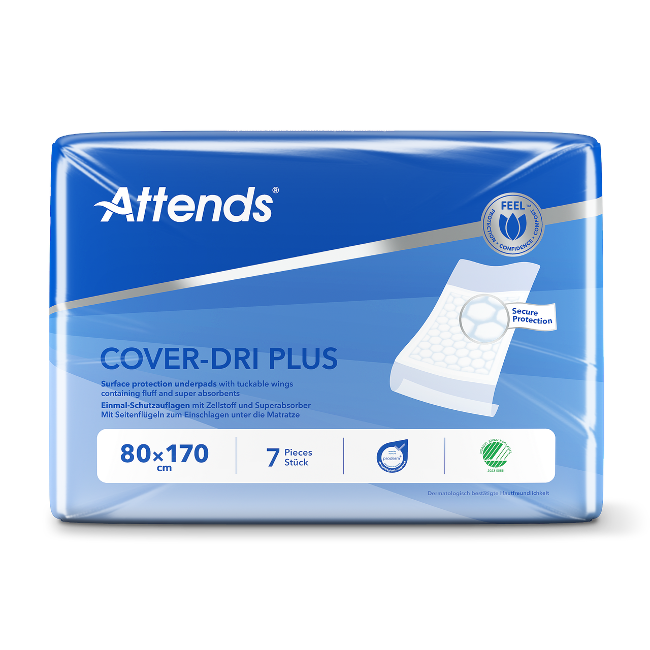 Hygienunderlägg Attends Cover-Dri Plus 80 x 170cm / 7