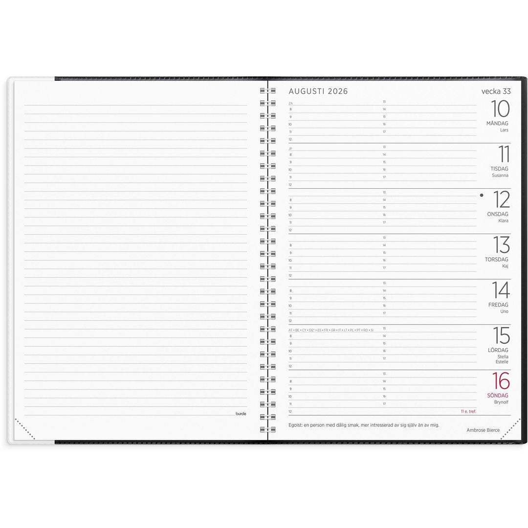 Stor Veckokalender Svart plast - 1106