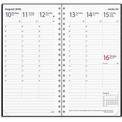 Fickkalender Interplano Svart konstläder