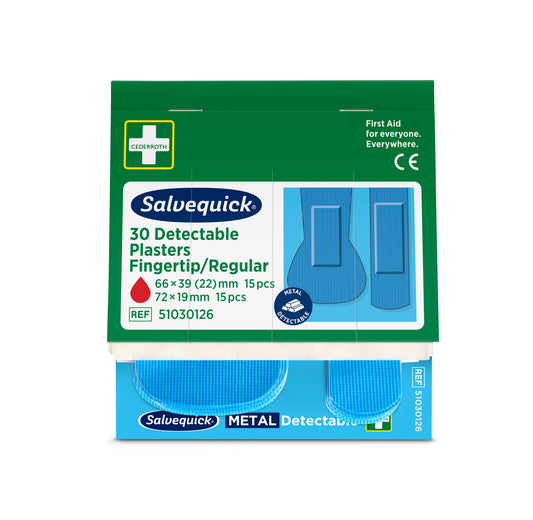 Salvequick Blue Detectable Plåster Fingertip/Regular / 6