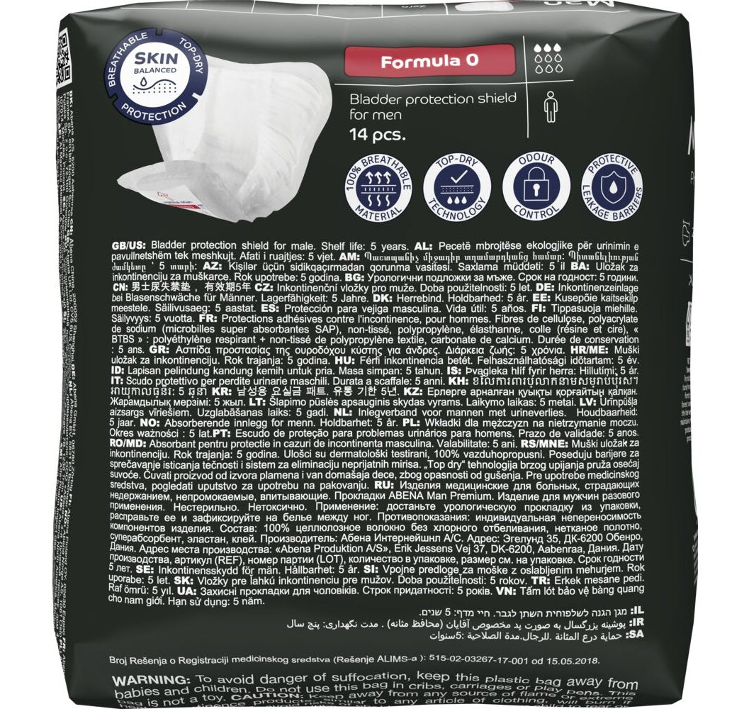 Inkontinensskydd Abena Man Premium Stl. Formula 0  23 x 19cm / 224